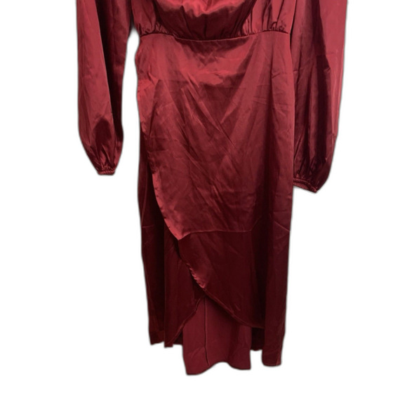 LYANER Womens Satin Long Sleeve Cowl Neck Cocktail Midi Dress Small - Picture 2 of 6